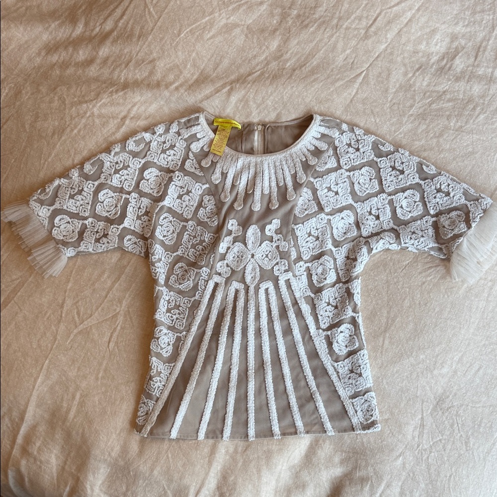 Vintage White Embroidered Lace Top